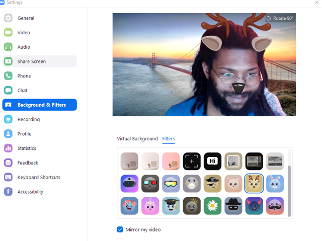 video filters on zoom